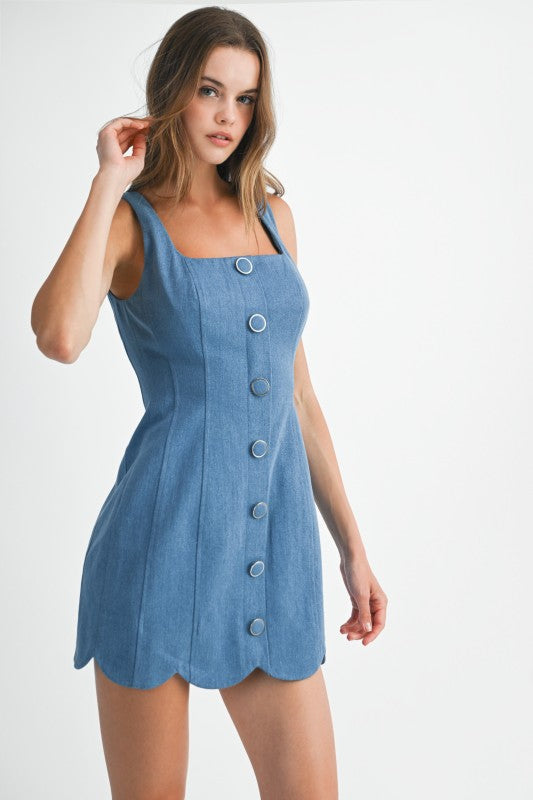Karlee Scallop Denim Mini