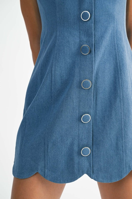 Karlee Scallop Denim Mini
