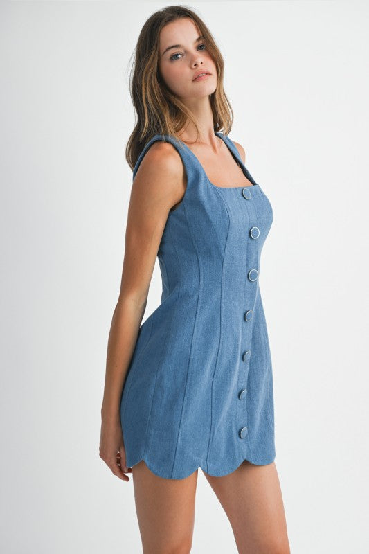 Karlee Scallop Denim Mini