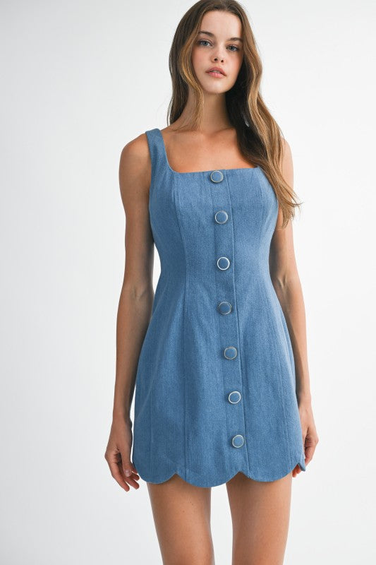 Karlee Scallop Denim Mini