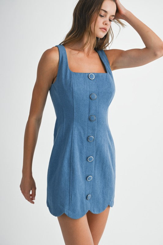 Karlee Scallop Denim Mini
