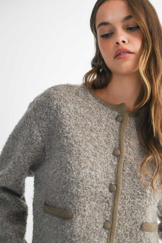 Mocha Fuzzy Knit Jacket