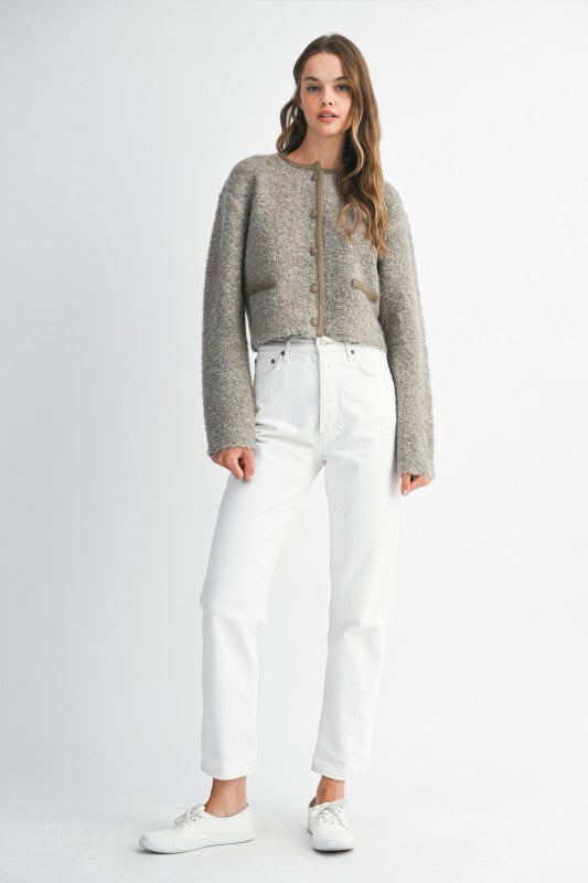 Mocha Fuzzy Knit Jacket