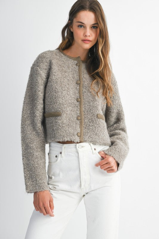 Mocha Fuzzy Knit Jacket