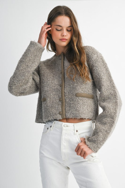 Mocha Fuzzy Knit Jacket