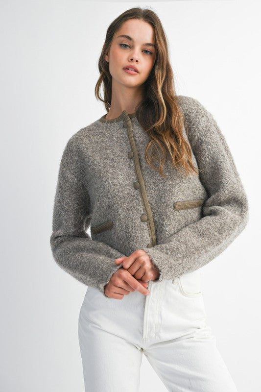 Mocha Fuzzy Knit Jacket
