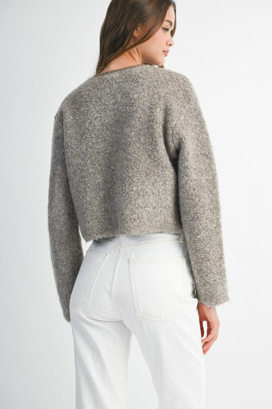 Mocha Fuzzy Knit Jacket