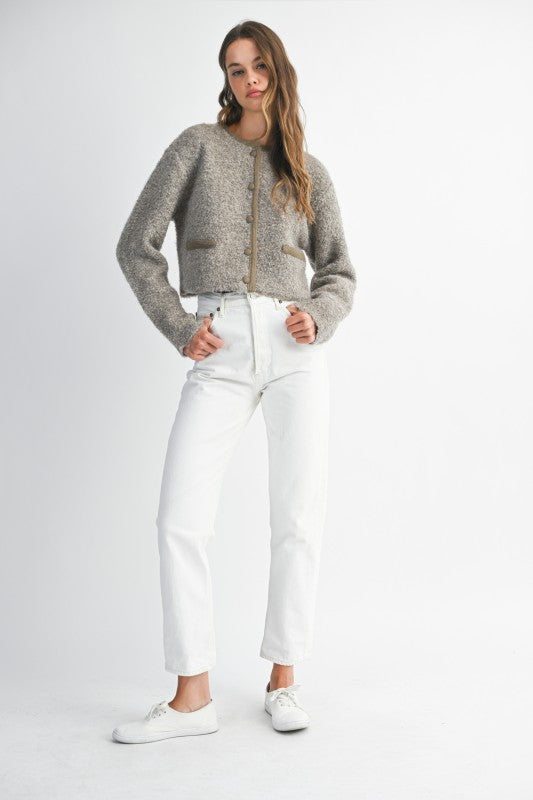 Mocha Fuzzy Knit Jacket