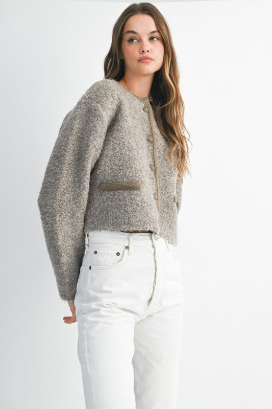 Mocha Fuzzy Knit Jacket