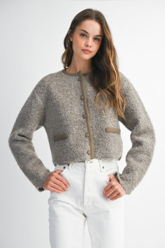Mocha Fuzzy Knit Jacket