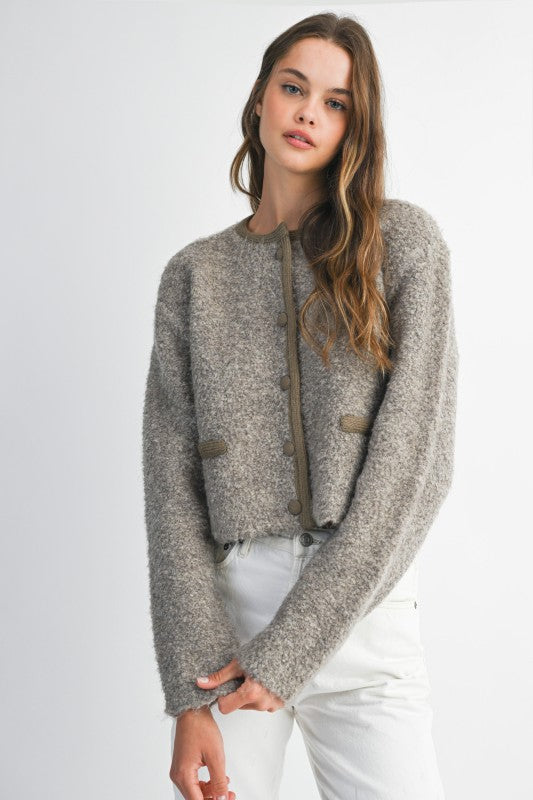 Mocha Fuzzy Knit Jacket