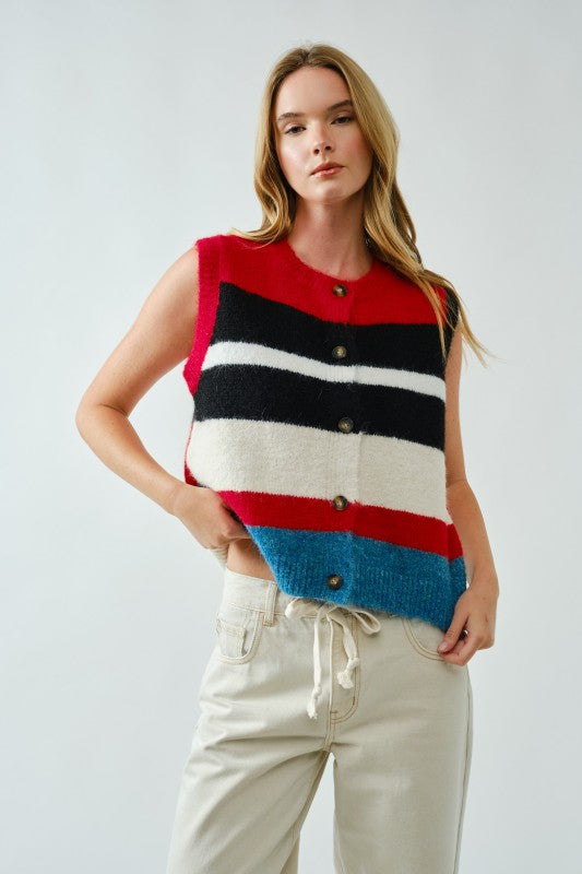 Frankie Stripe Sweater Vest