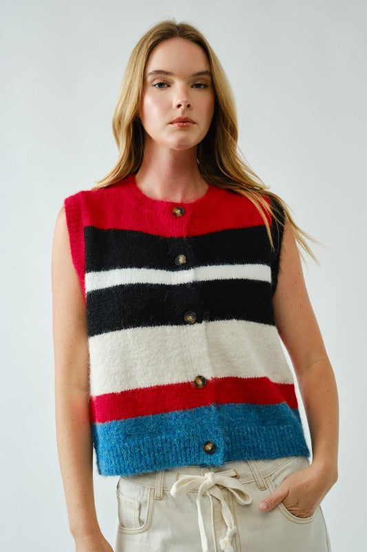 Frankie Stripe Sweater Vest