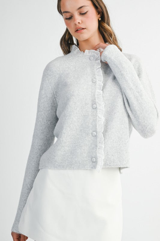 Everly Ruffle Contrast Cardigan
