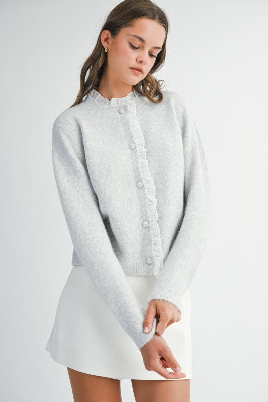 Everly Ruffle Contrast Cardigan