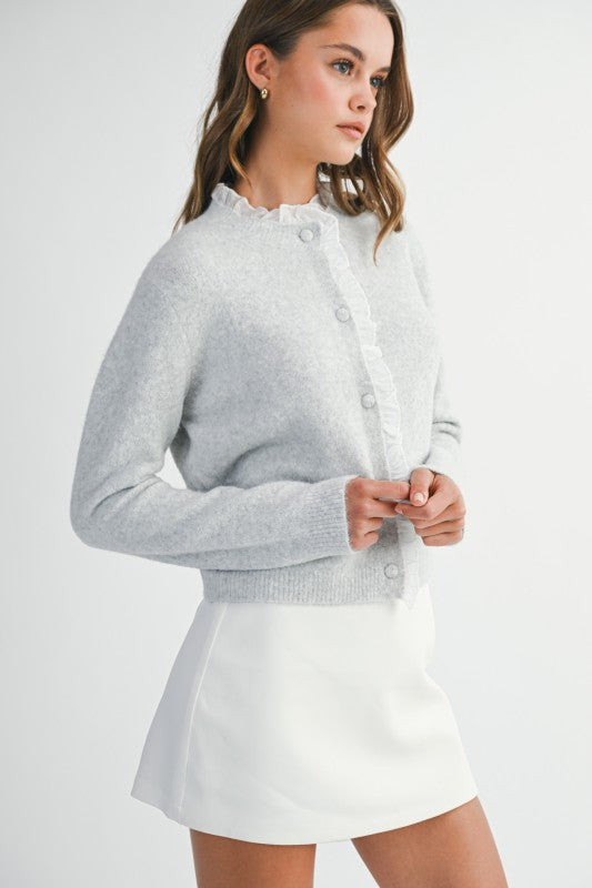 Everly Ruffle Contrast Cardigan