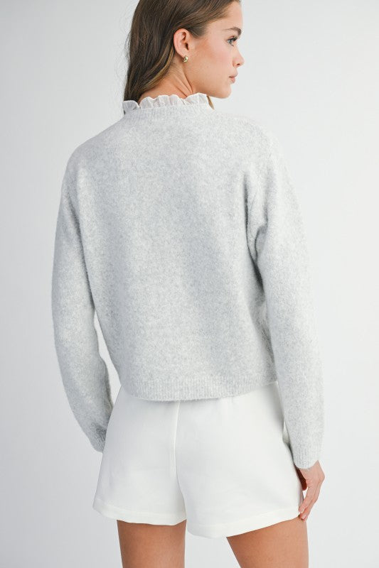 Everly Ruffle Contrast Cardigan