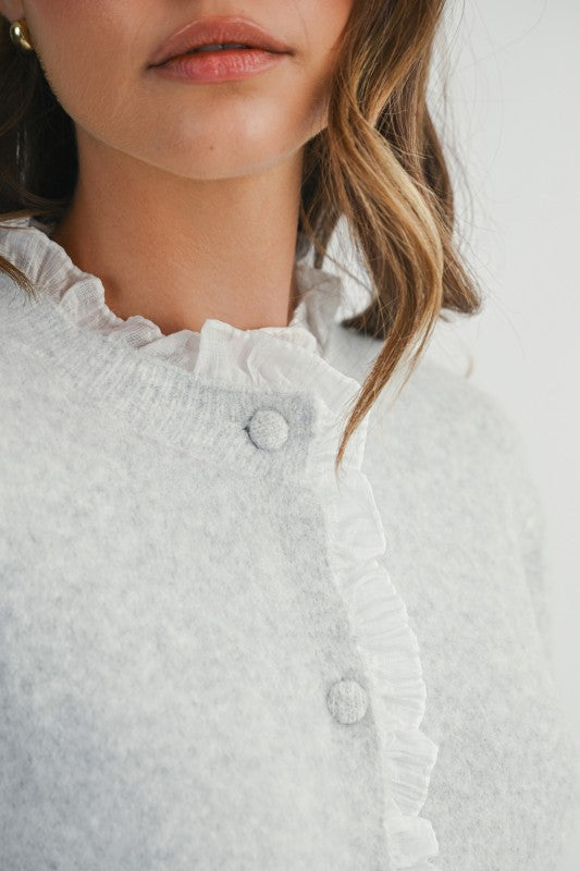 Everly Ruffle Contrast Cardigan