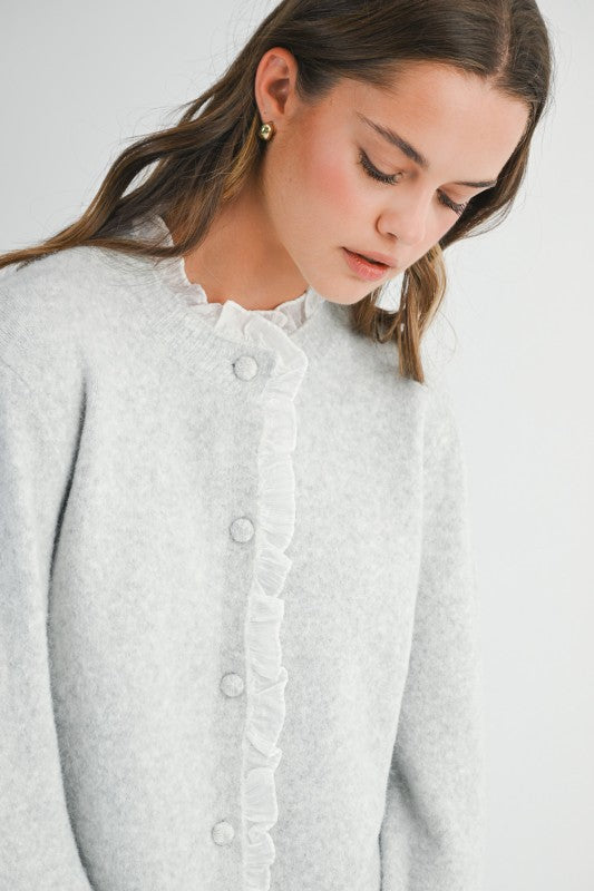 Everly Ruffle Contrast Cardigan