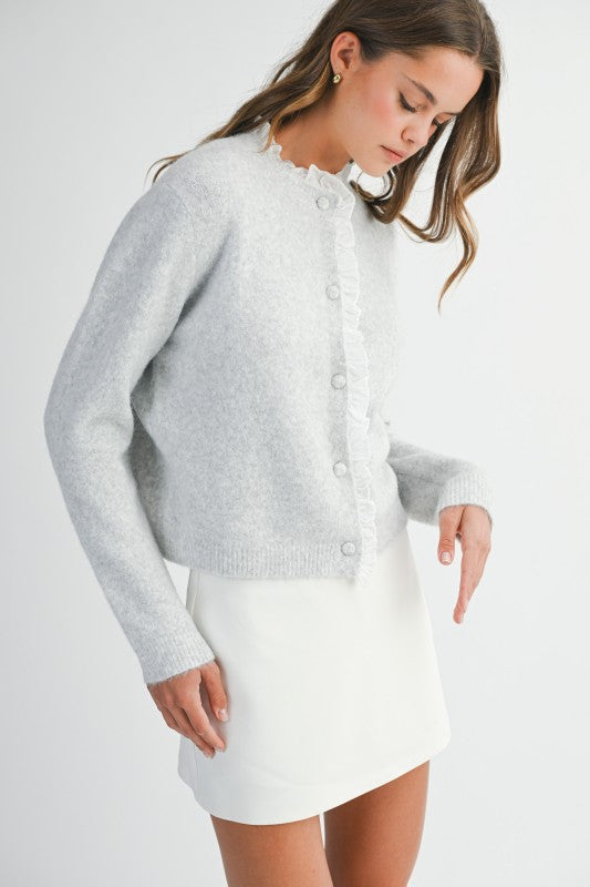 Everly Ruffle Contrast Cardigan