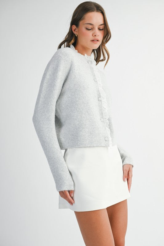 Everly Ruffle Contrast Cardigan