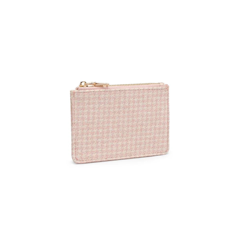 Afina Houndstooth Card Holder- Pink