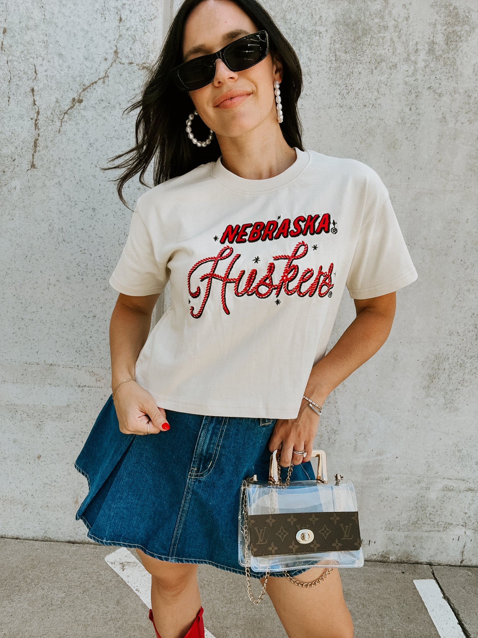 Huskers Lasso Crop Tee