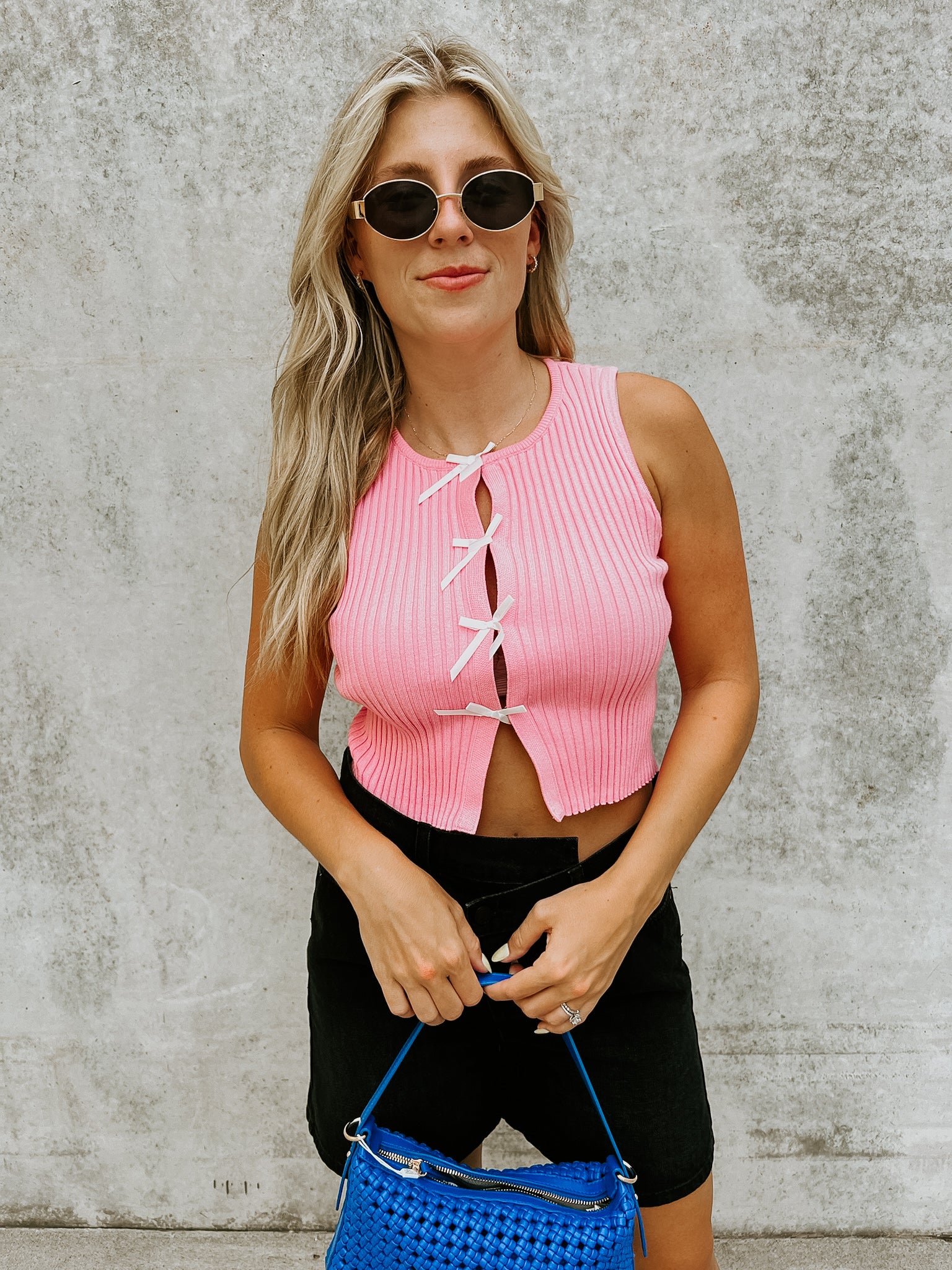 Rylie Ribbon Tank- Pink