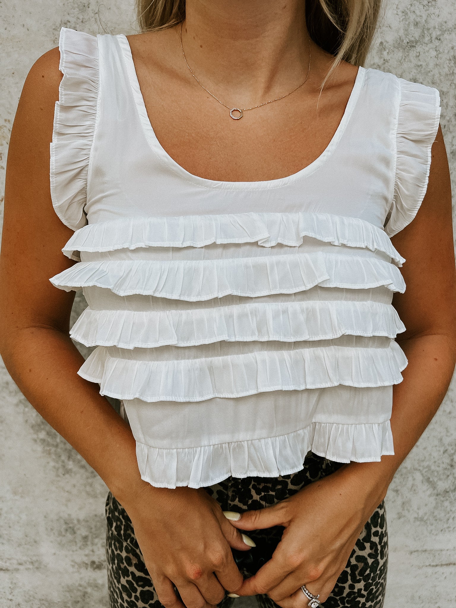 Shae Ruffle Top- White