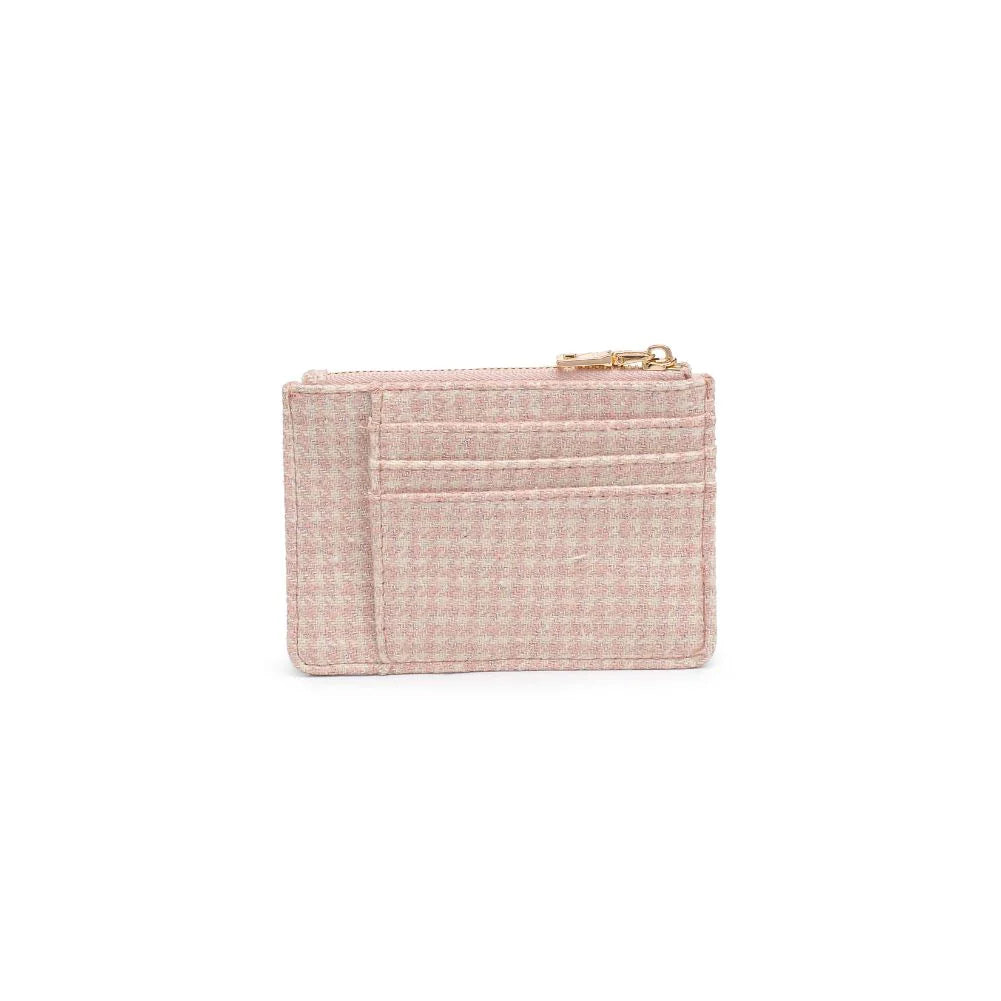 Afina Houndstooth Card Holder- Pink