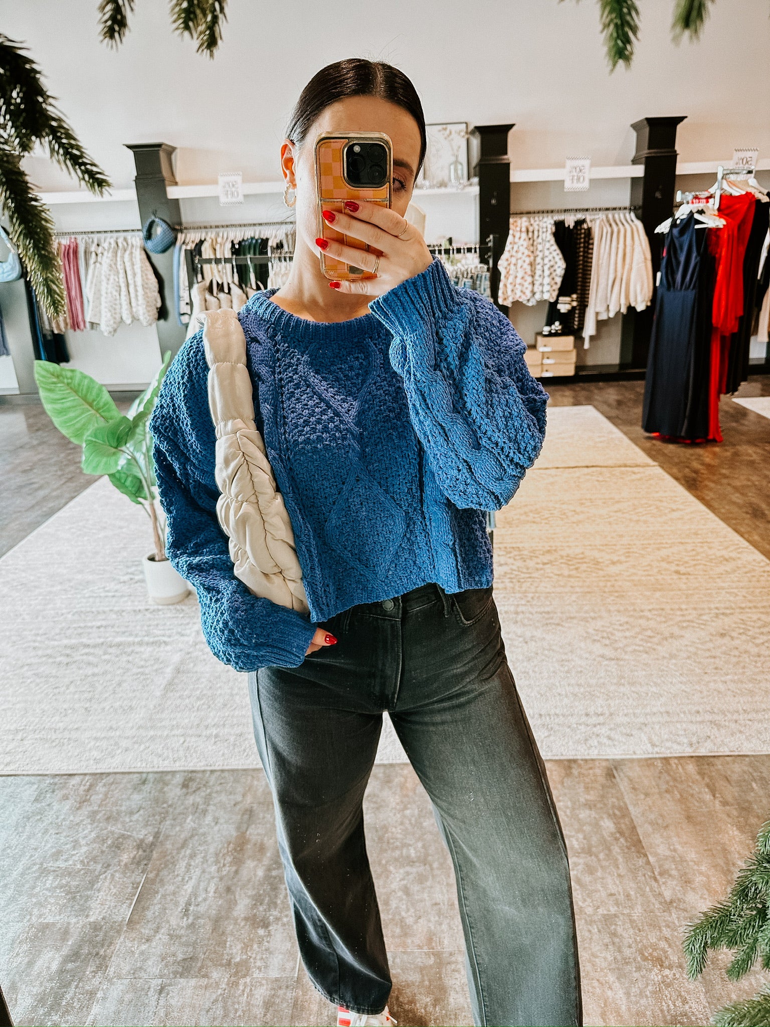 Cora Cable Knit Sweater- Blue