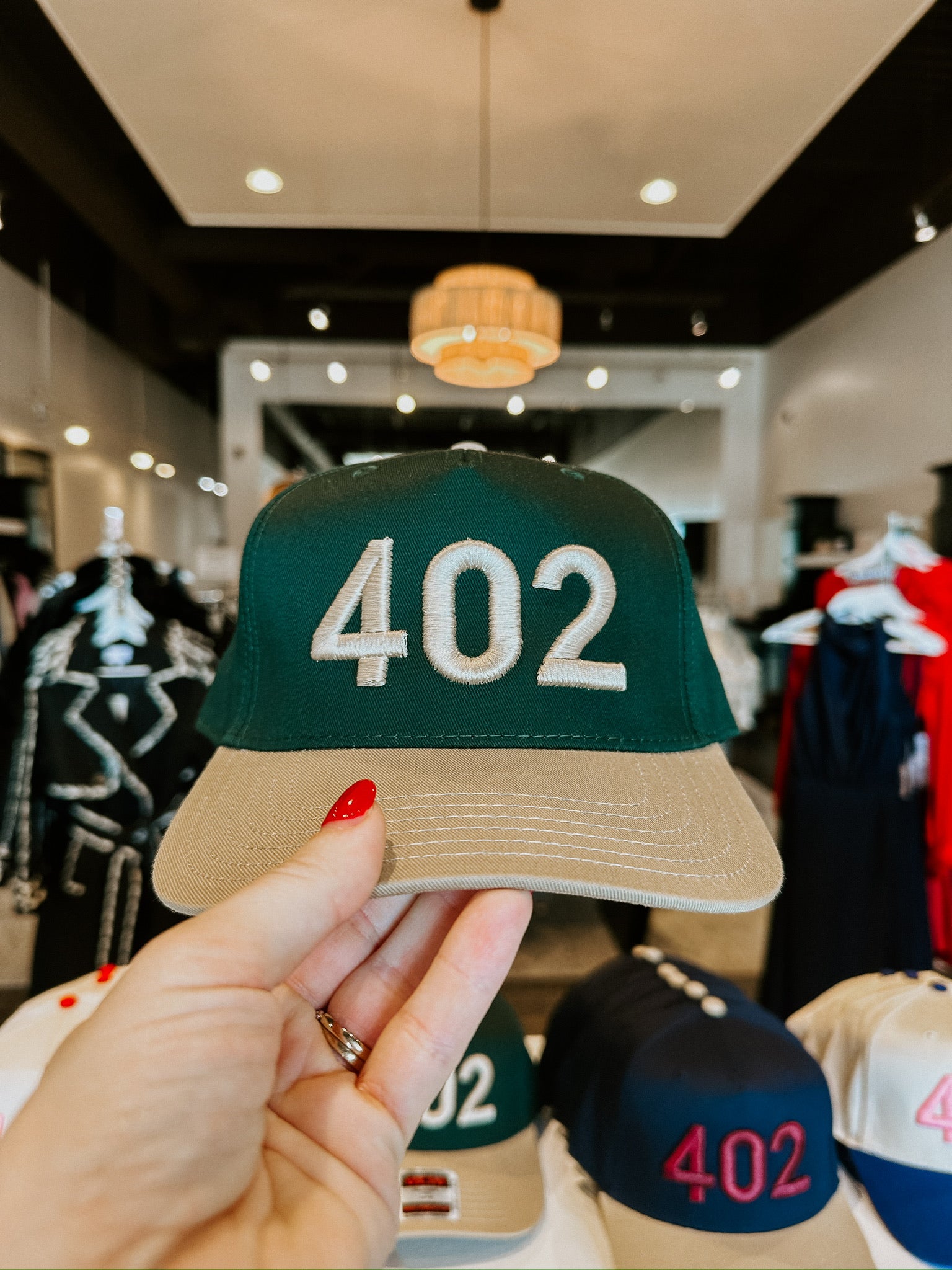 402 Hat-Green/Cream