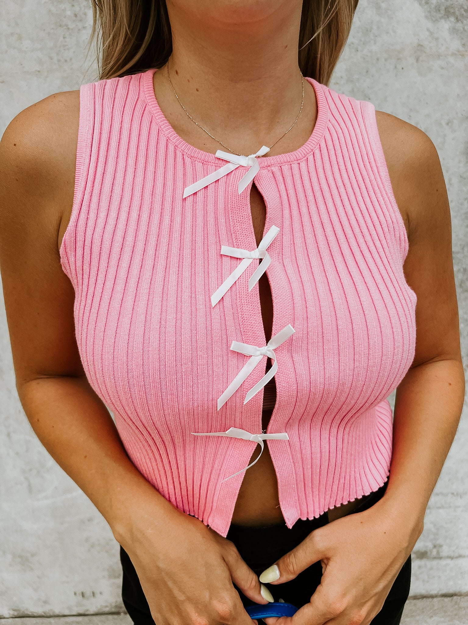 Rylie Ribbon Tank- Pink