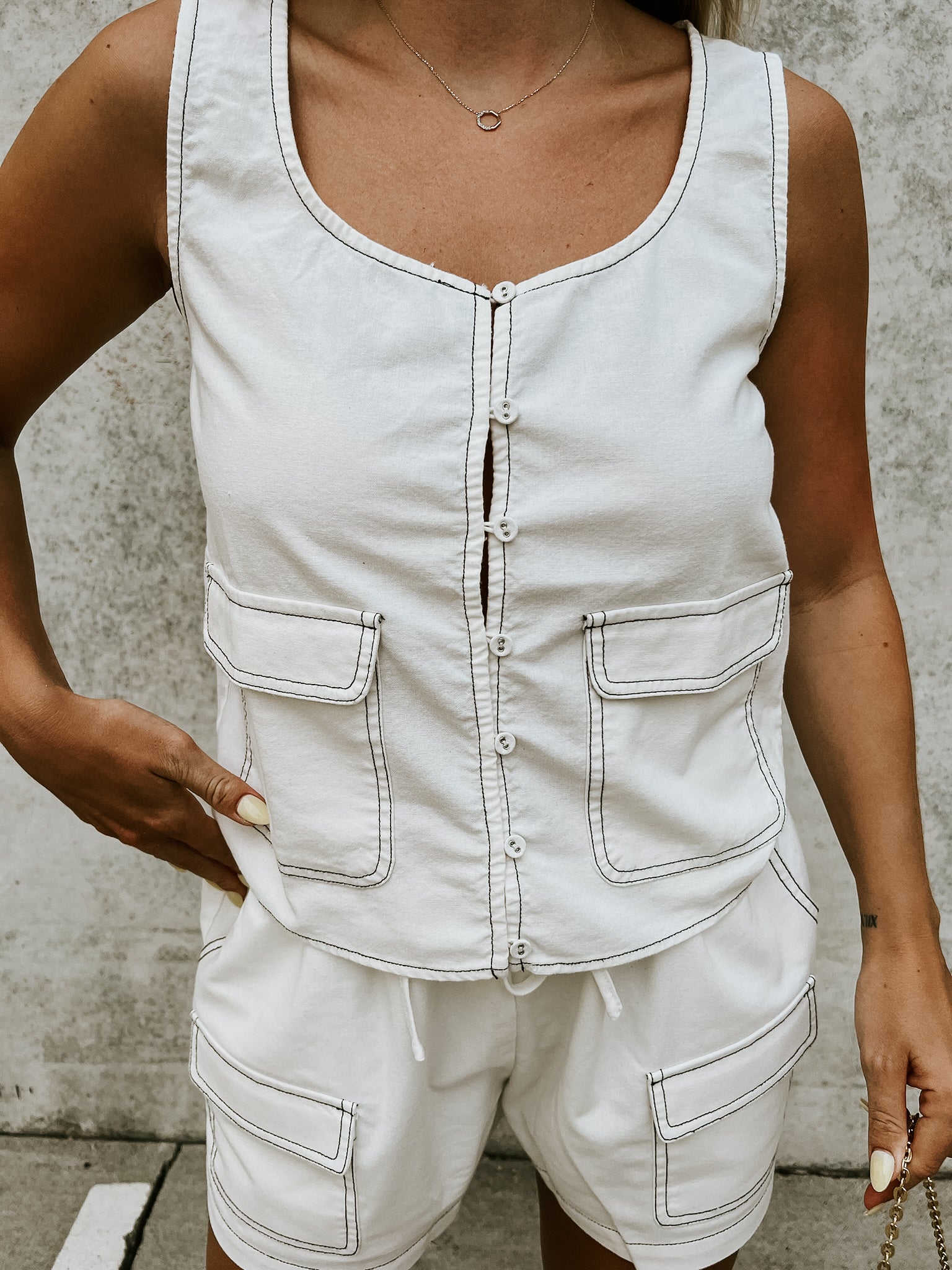 Linen Cargo Vest