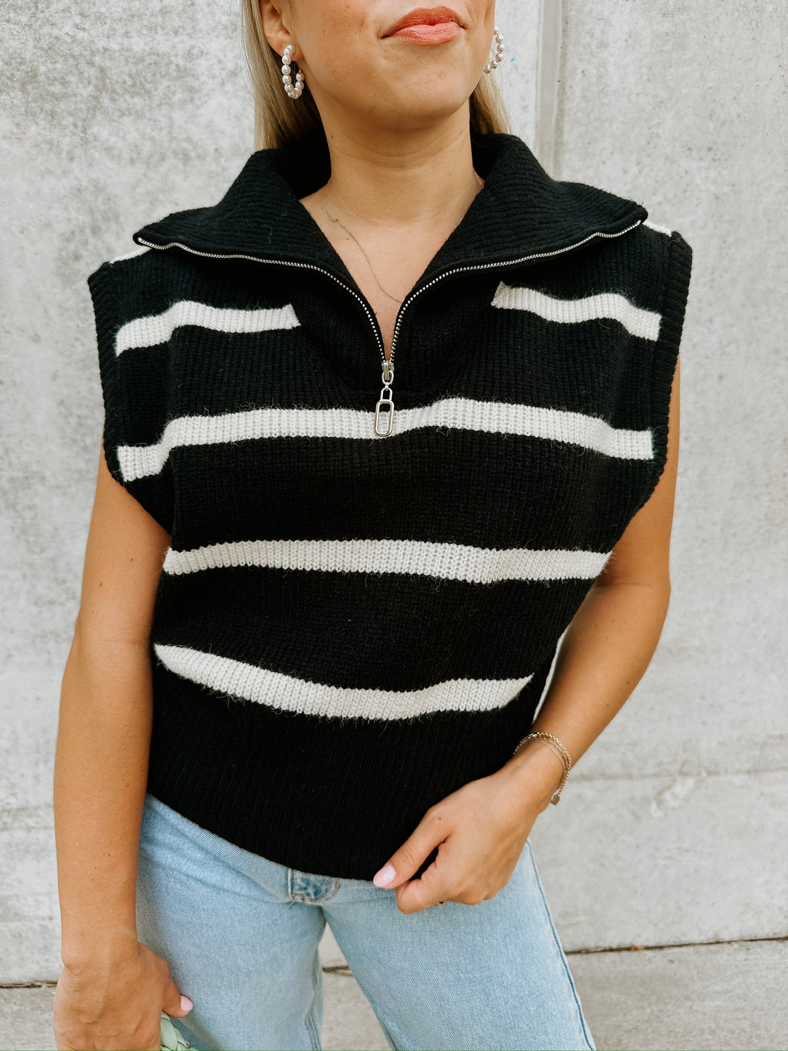 Addie Stripe Sweater Vest – Mauve Clothing Boutique