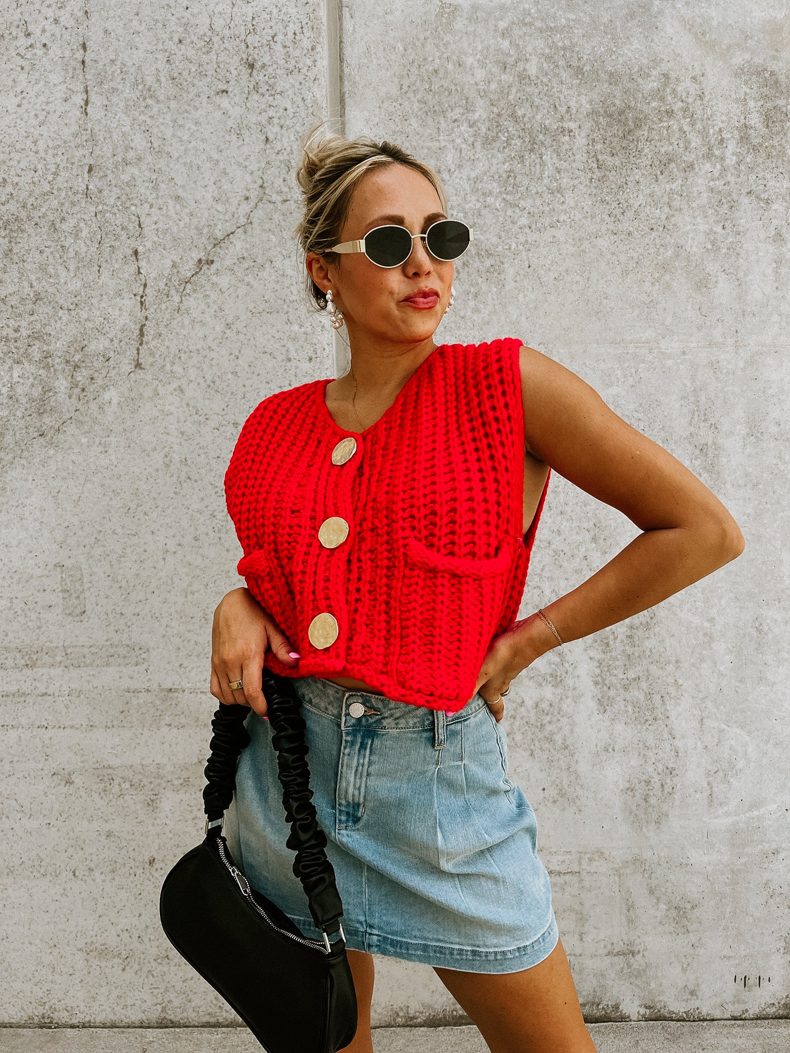 RESTOCK: Poppy Sweater Vest- Red