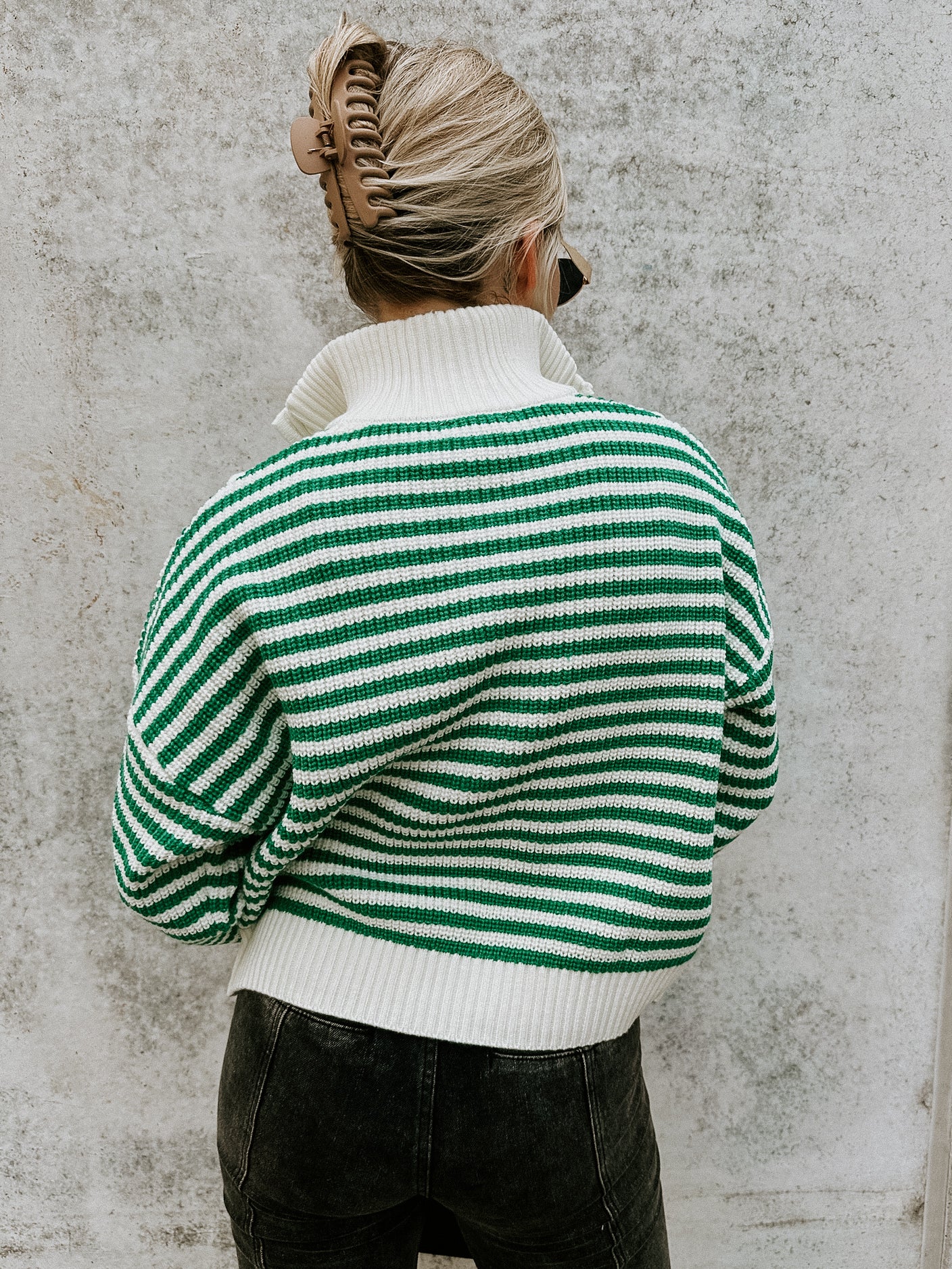 Hudson Half-Zip Sweater- Green