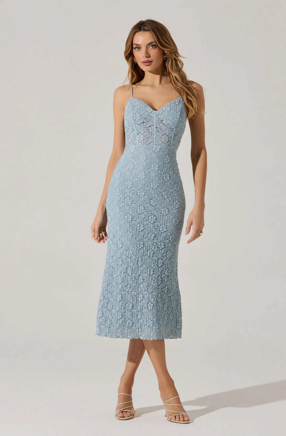 Floral Lace Knit Midi Dress