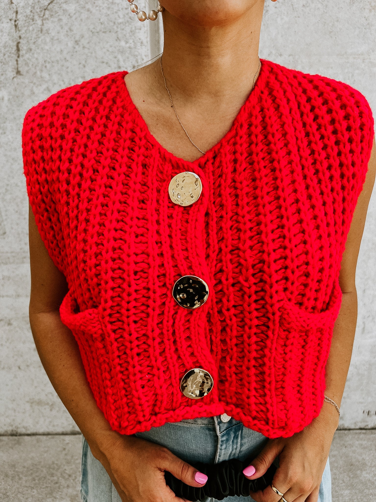 RESTOCK: Poppy Sweater Vest- Red