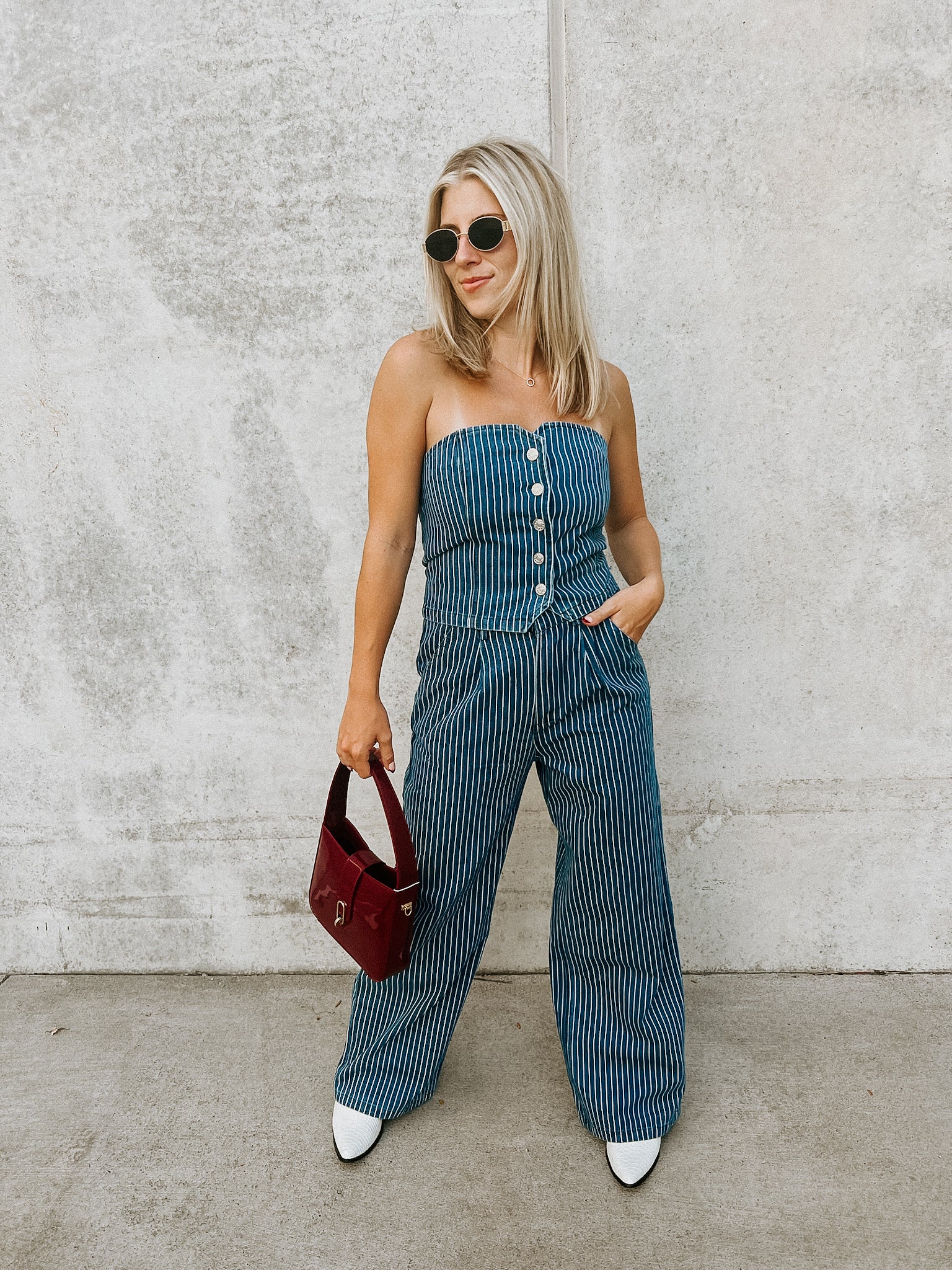 Zoey Denim Stripe Set