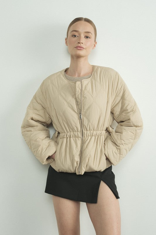 Tara Taupe Quilted Jacket