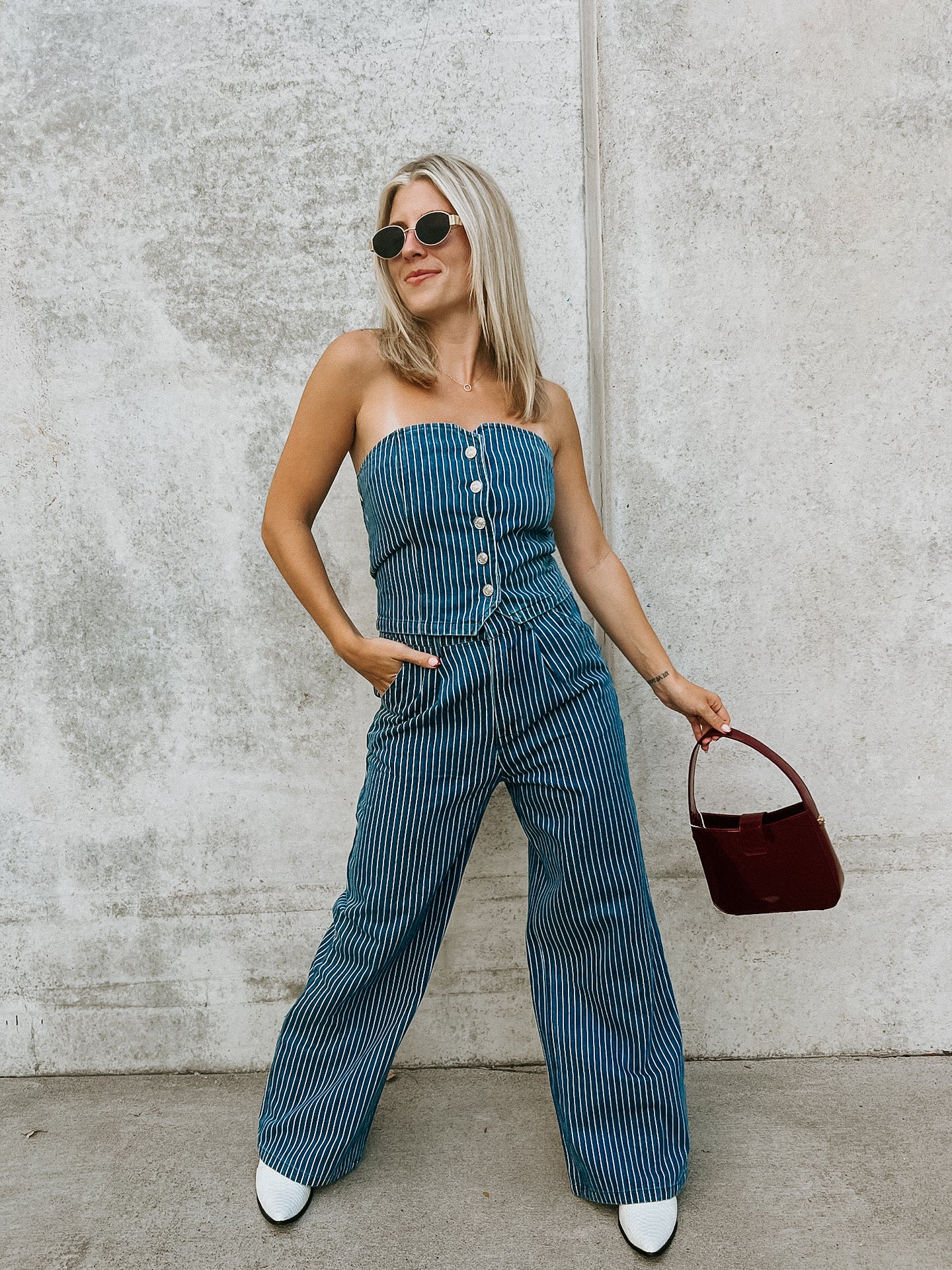 Zoey Denim Stripe Set