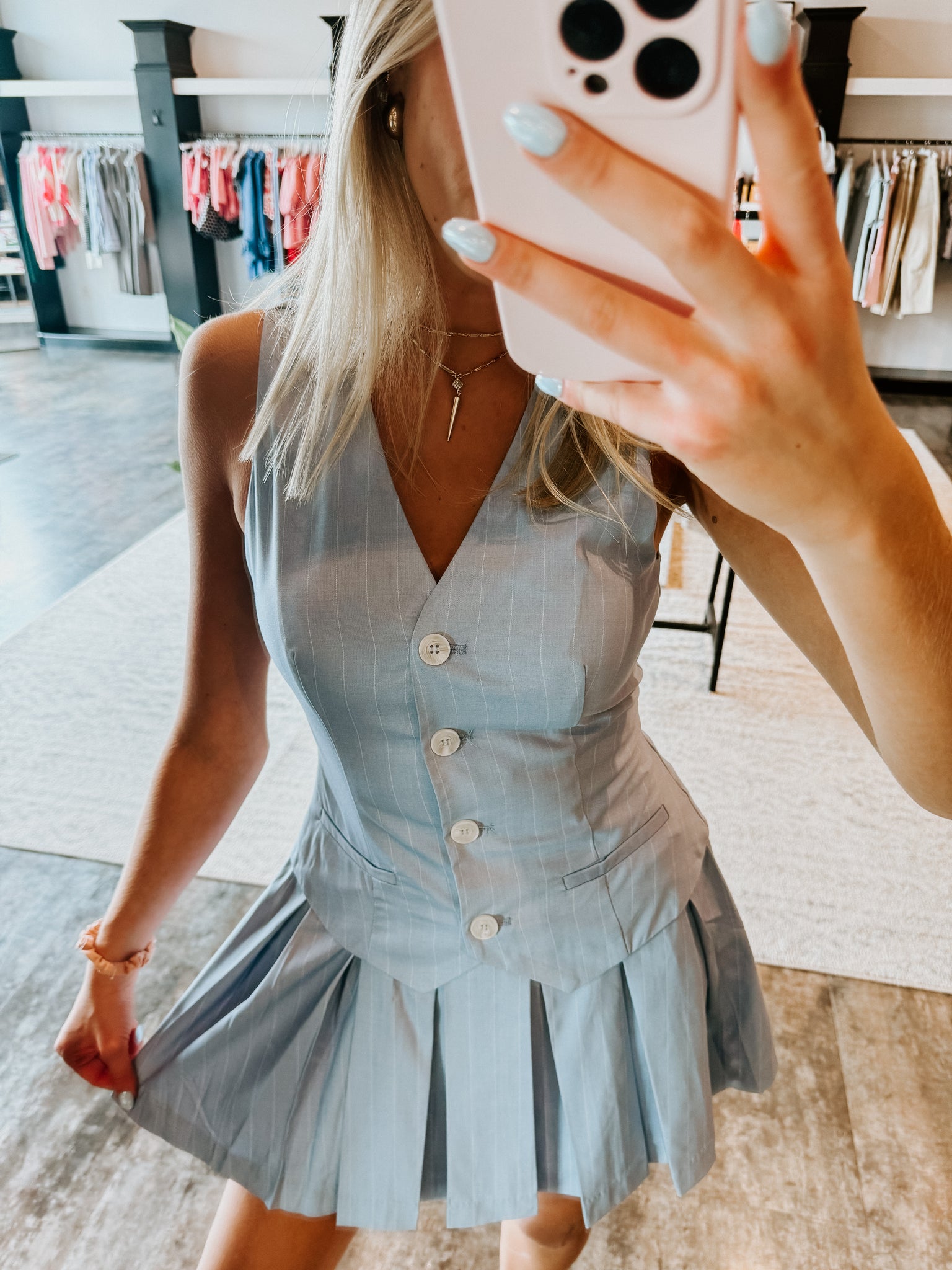 Emerie Stripe Pleated Dress