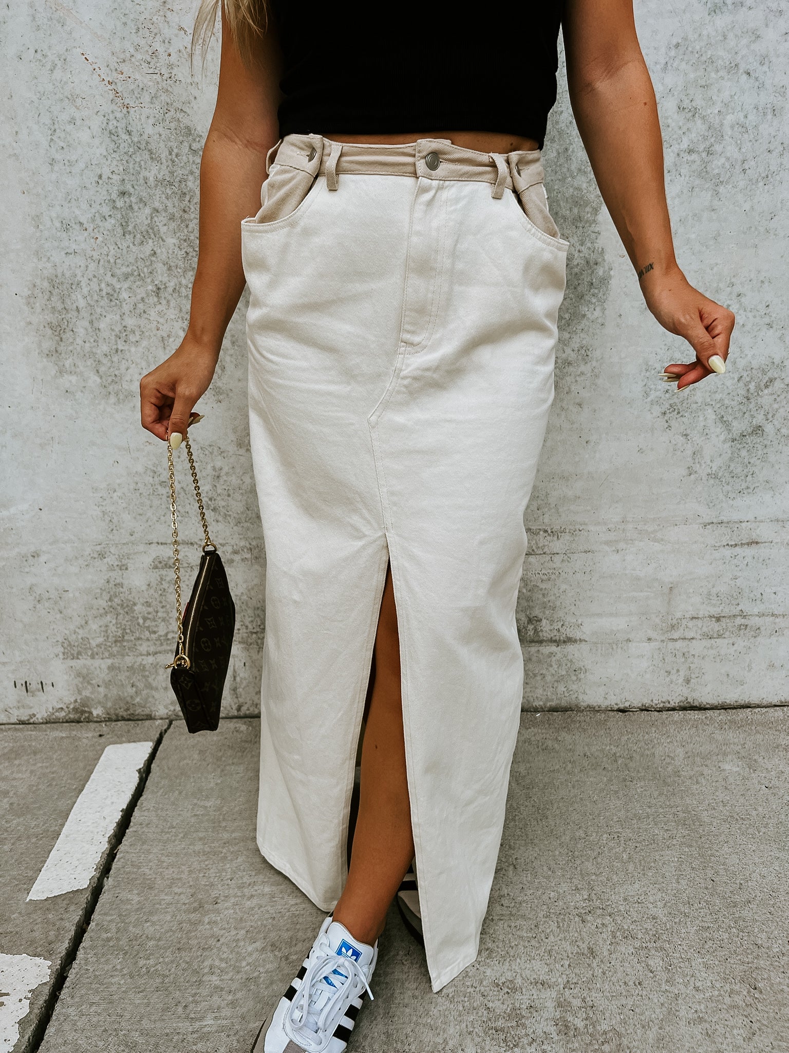 Two Tone Denim Skirt