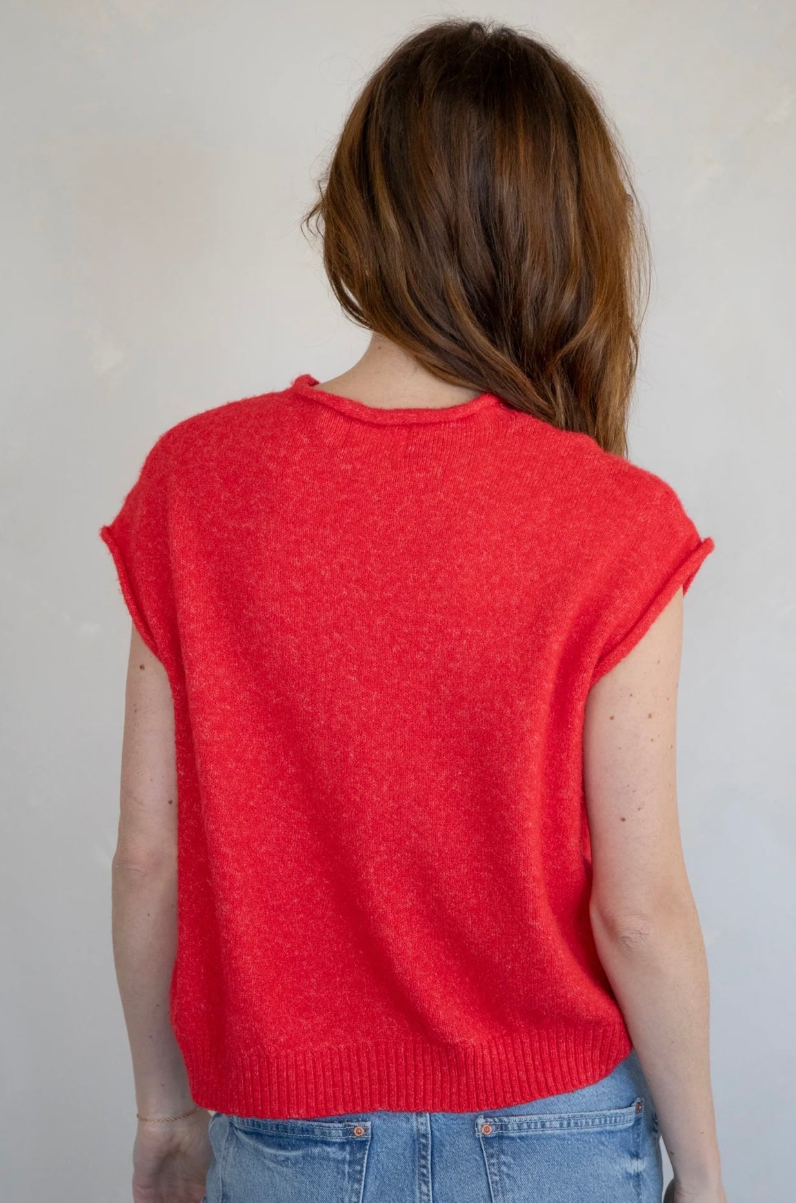 Piper Vest Cardigan- Red