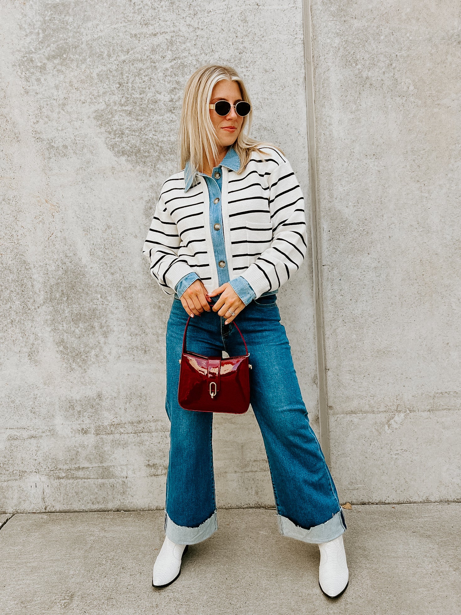 Charlie Stripe Denim Cardigan