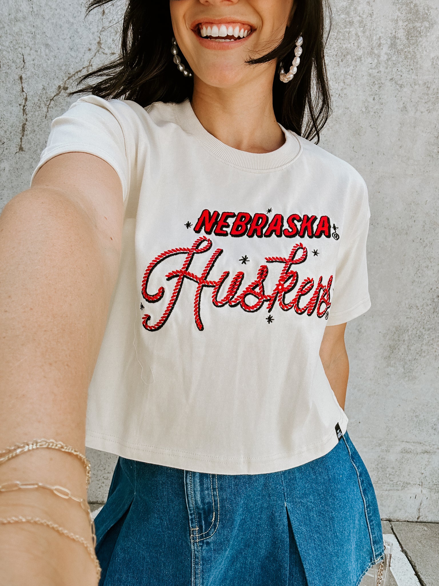 Huskers Lasso Crop Tee