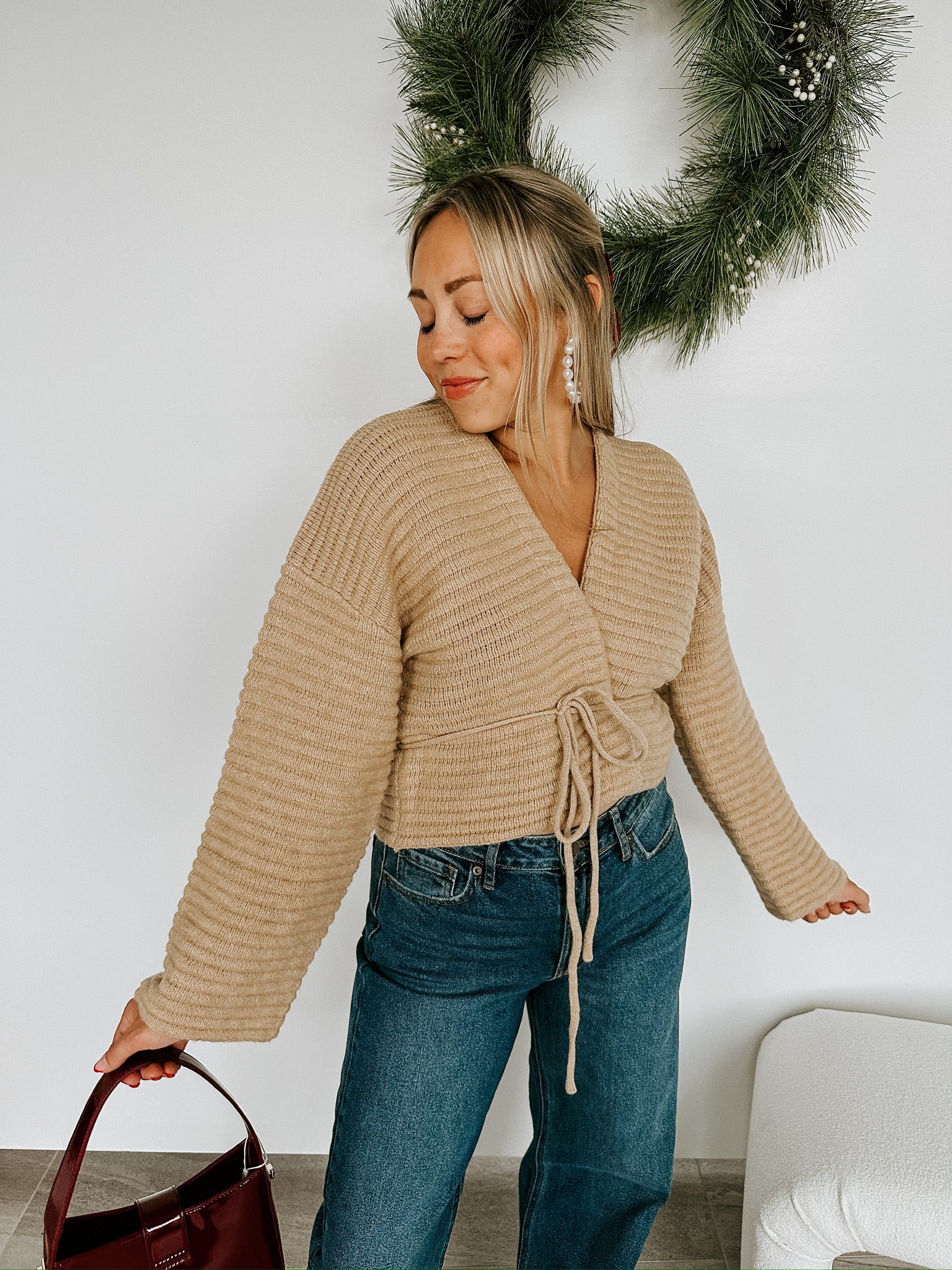 Raquel Wrap Side Tie Sweater