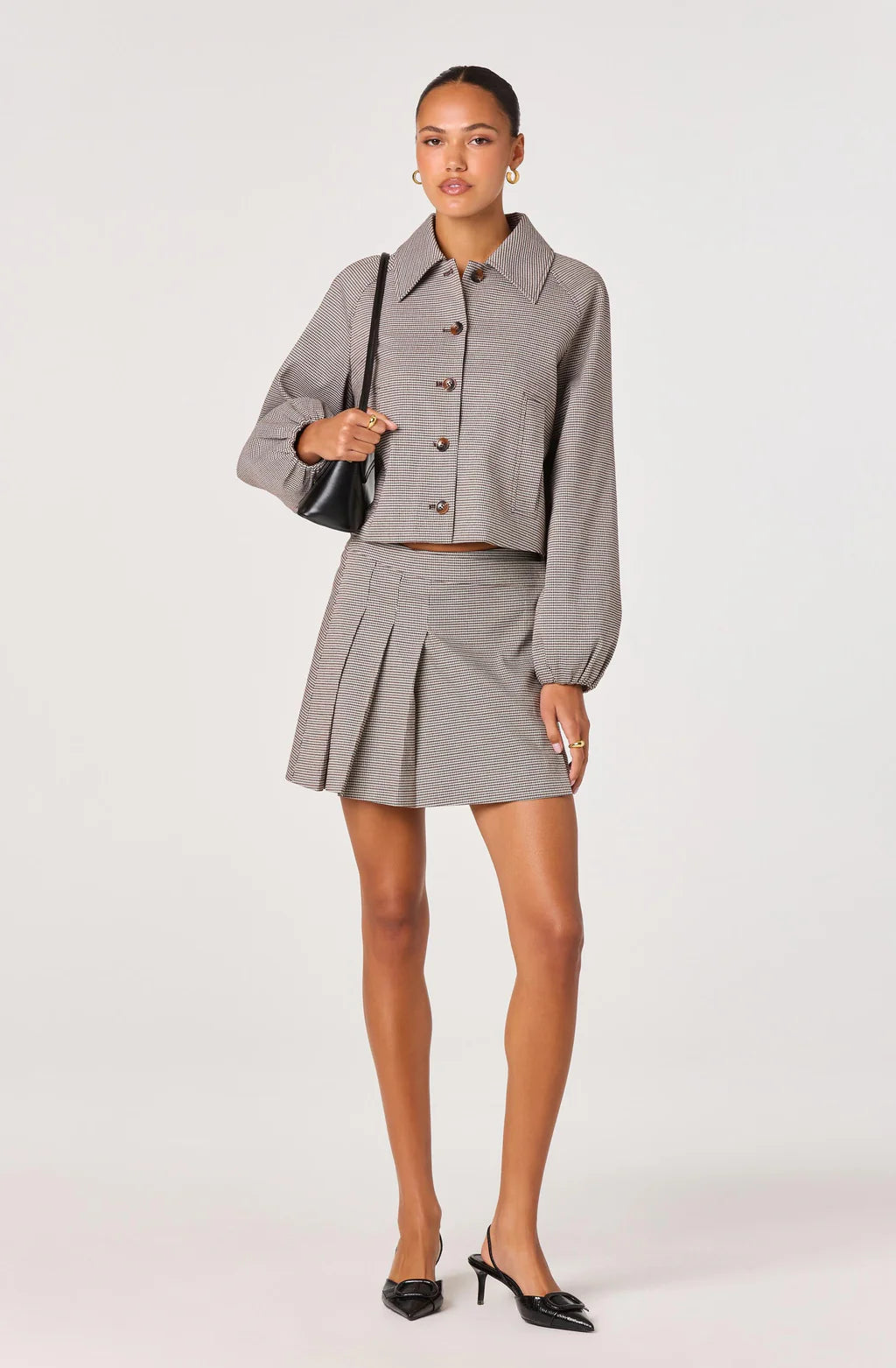 Cropped Tailored Balloon Sleeve Jacket