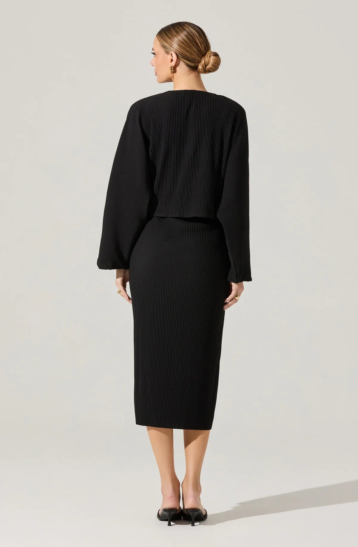 midi dress with shrug Ribbed Midi Dress & Shrug Set
